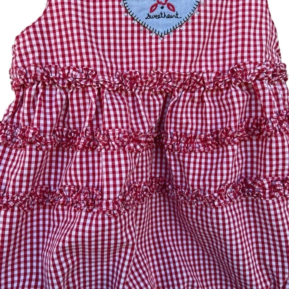 Vintage Gymboree Red Gingham Girl Sweetheart Bubble Romper Sleeveless 3-6 Mos